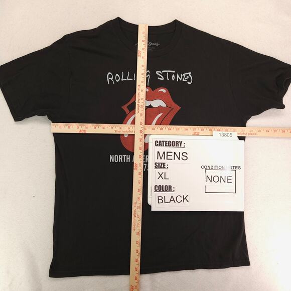 The Rolling Stones 1975 US Tour Band Crew Neck T Shirt Mens Size XL Black - Picture 5 of 9